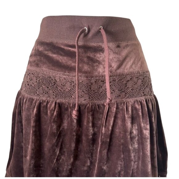 BCBGMaxAzria Brown Velvet & Lace Skirt P/M - Picture 1 of 3